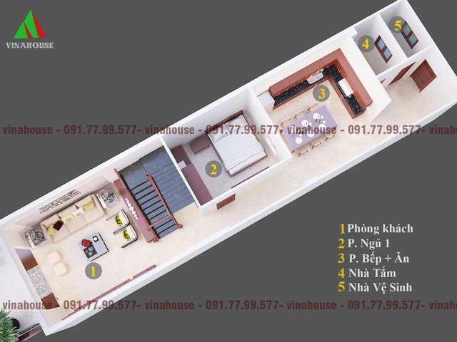 Mẫu Nhà 2 Tầng Mái Thái 5X20 Hiện Đại Đẹp 3 Phòng Ngủ